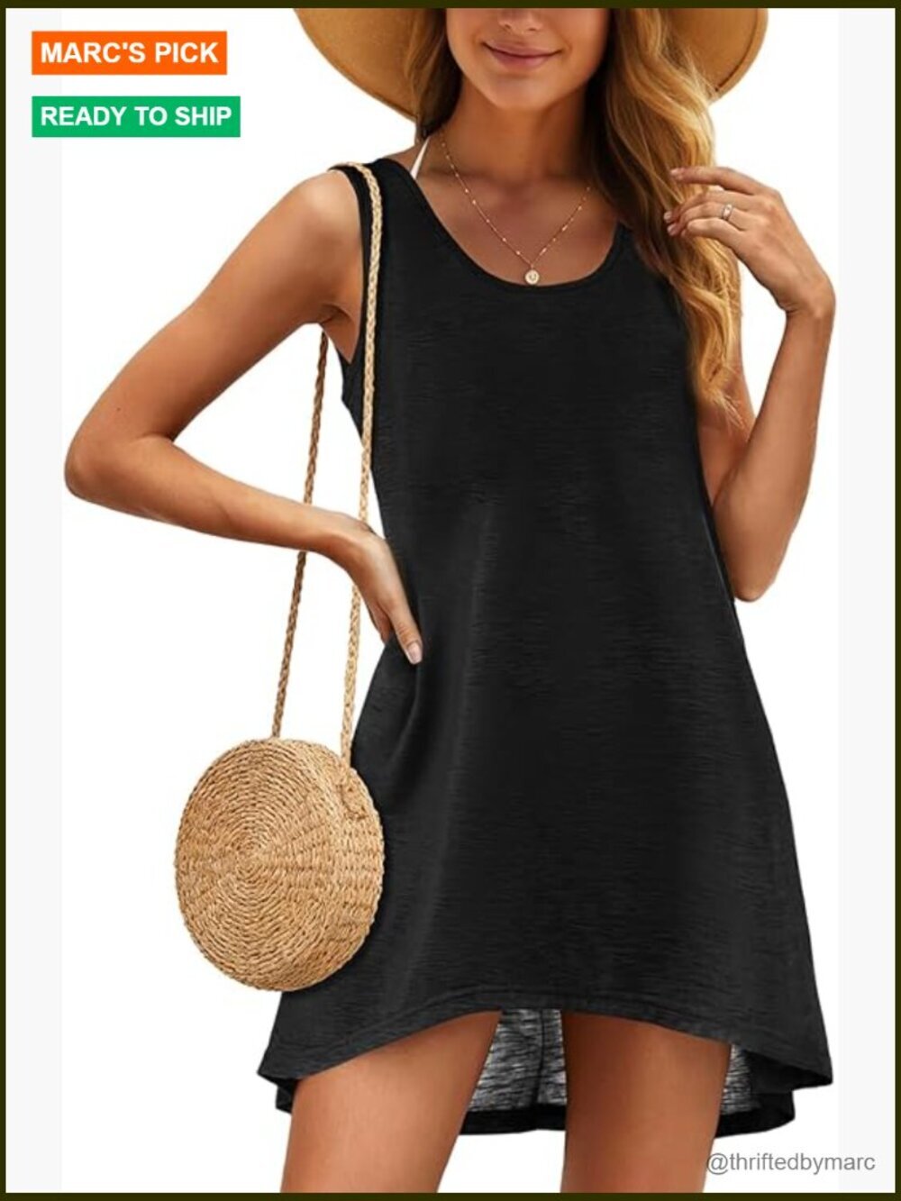 Sleeveless Swimsuit Coverup Dress Loose Fit Beach Tank Cover Up